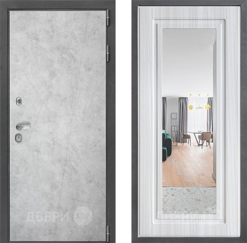 Входная металлическая Дверь Дверной континент ДК-3/743 ФЛЗ Зеркало Сандал белый в Реутове