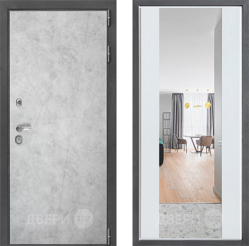 Входная металлическая Дверь Дверной континент ДК-3/743 ФЛЗ-1 Зеркало Белое дерево в Реутове