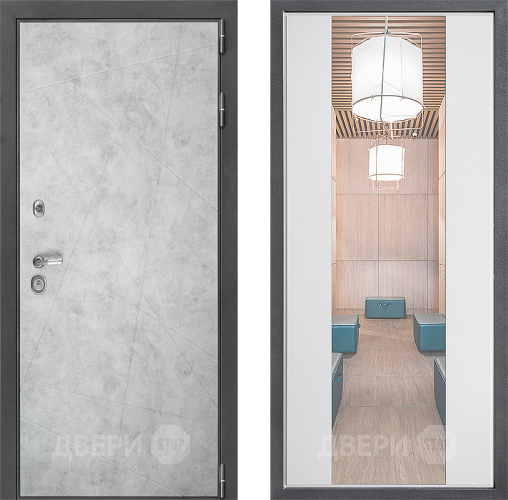 Входная металлическая Дверь Дверной континент ДК-3/743 ФЛЗ-1 Зеркало Белый софт в Реутове