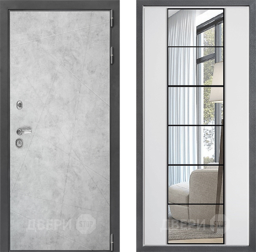 Входная металлическая Дверь Дверной континент ДК-3/743 ФЛЗ-2 Зеркало Белый софт в Реутове