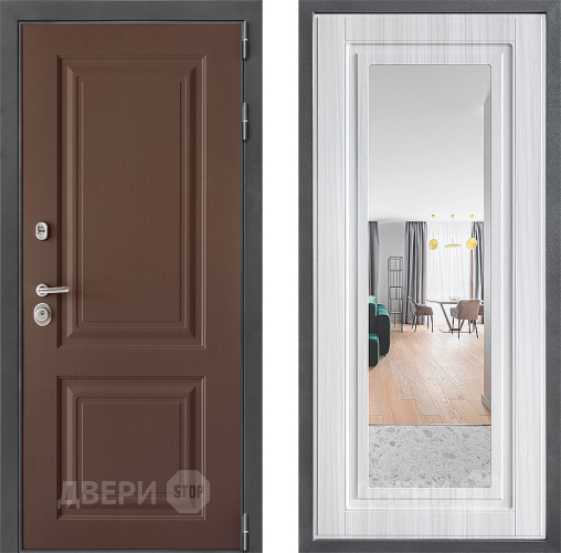 Входная металлическая Дверь Дверной континент ДК-3/729 ФЛЗ Зеркало Сандал белый в Реутове