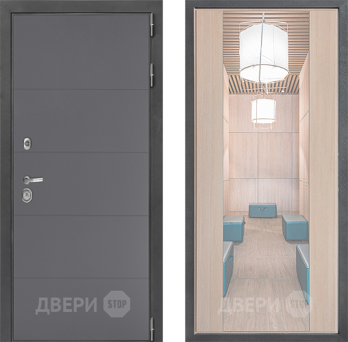 Входная металлическая Дверь Дверной континент ДК-3/649 ФЛЗ-1 Зеркало Капучино в Реутове