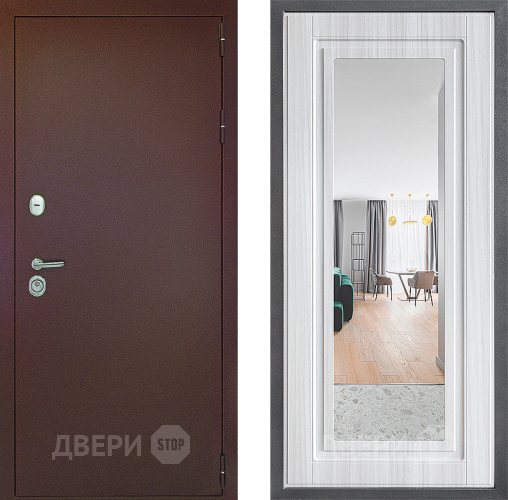 Входная металлическая Дверь Дверной континент Рубикон Медь Дизайн ФЛЗ Зеркало Сандал белый в Реутове