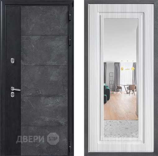 Входная металлическая Дверь Дверной континент ДК-15 Бетон ТЕРМО ФЛЗ Зеркало Сандал белый в Реутове