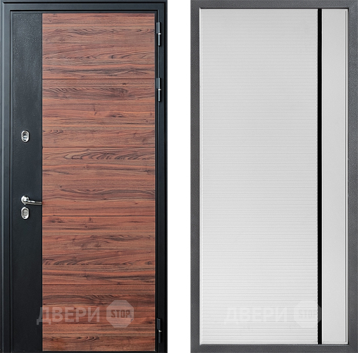 Входная металлическая Дверь Дверной континент ДК-15 Красное Дерево ТЕРМО ФЛ-757 Черное Стекло Софт милк в Реутове