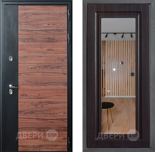 Входная металлическая Дверь Дверной континент ДК-15 Красное Дерево ТЕРМО ФЛЗ Зеркало Венге в Реутове