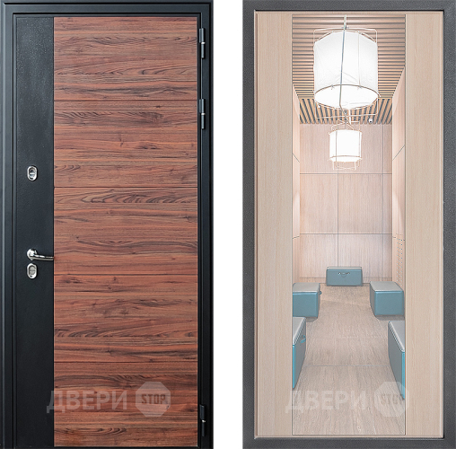 Входная металлическая Дверь Дверной континент ДК-15 Красное Дерево ТЕРМО ФЛЗ-1 Зеркало Капучино в Реутове