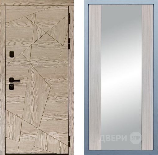 Входная металлическая Дверь Дива МД-97/1 Д-15 Зеркало Сандал белый в Реутове