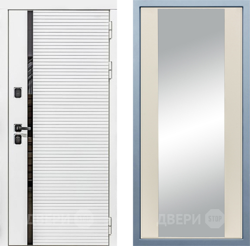 Входная металлическая Дверь Дива МХ-45 Белая STR Д-15 Зеркало Шампань в Реутове