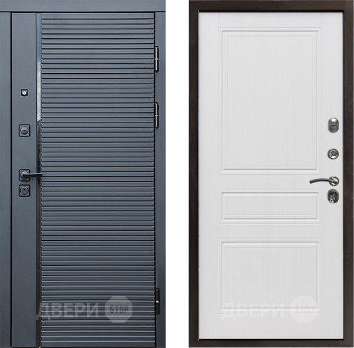 Входная металлическая Дверь Престиж Черная Линия Классика Белое дерево в Реутове