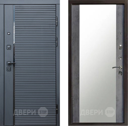 Входная металлическая Дверь Престиж Черная Линия Зеркало Бетон темный в Реутове