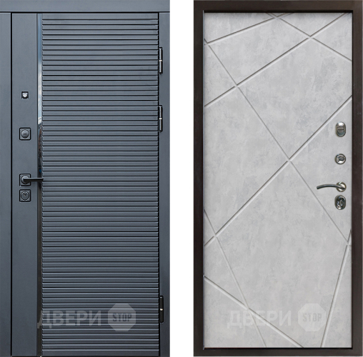 Дверь Престиж Черная Линия Лучи Бетон светлый в Реутове