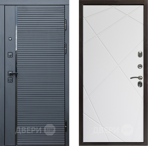 Входная металлическая Дверь Престиж Черная Линия Лучи Бетон белый в Реутове