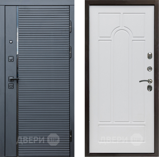 Входная металлическая Дверь Престиж Черная Линия Арка Белое дерево в Реутове