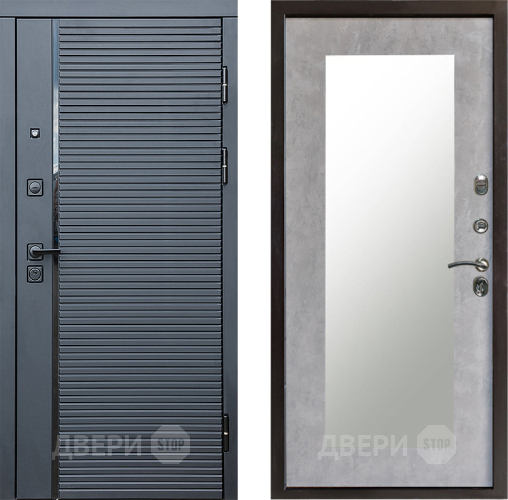 Дверь Престиж Черная Линия Зеркло Пастораль Бетон светлый в Реутове