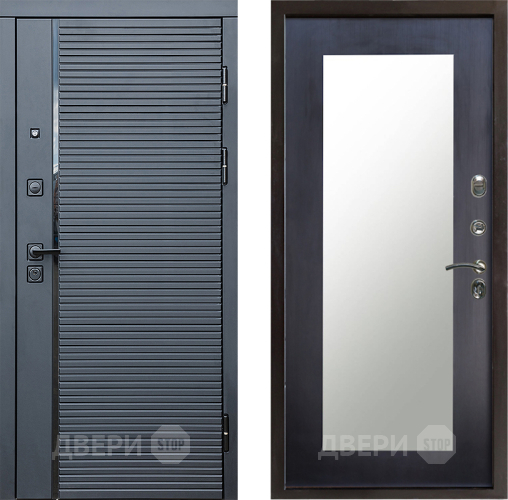 Входная металлическая Дверь Престиж Черная Линия Зеркло Пастораль Венге в Реутове