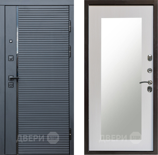 Входная металлическая Дверь Престиж Черная Линия Зеркло Пастораль Лиственница белая в Реутове