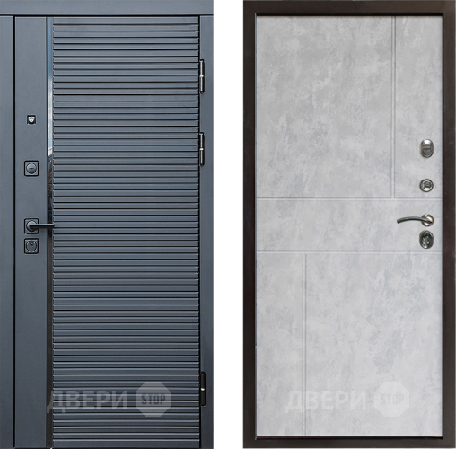 Входная металлическая Дверь Престиж Черная Линия Горизонт Бетон светлый в Реутове