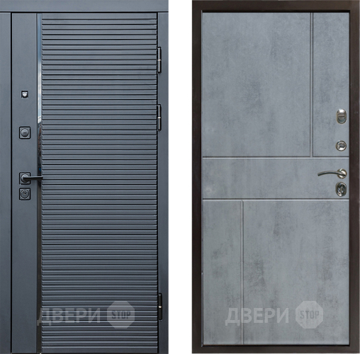 Входная металлическая Дверь Престиж Черная Линия Горизонт Бетон темный в Реутове