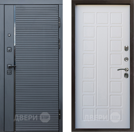 Входная металлическая Дверь Престиж Черная Линия Престиж Белое дерево в Реутове