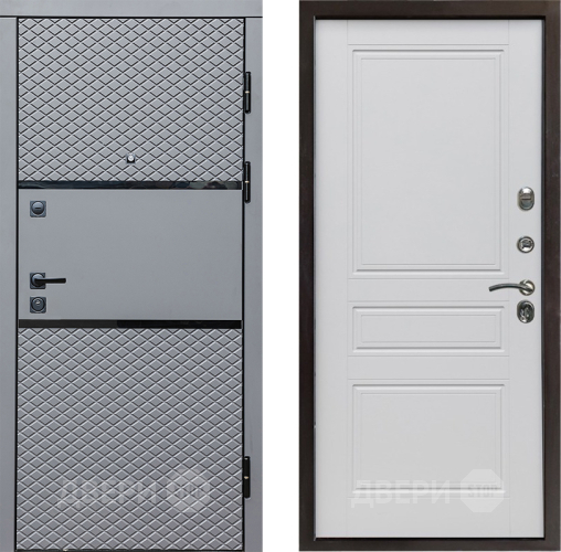 Входная металлическая Дверь Престиж Ромб Классика Белый матовый в Реутове