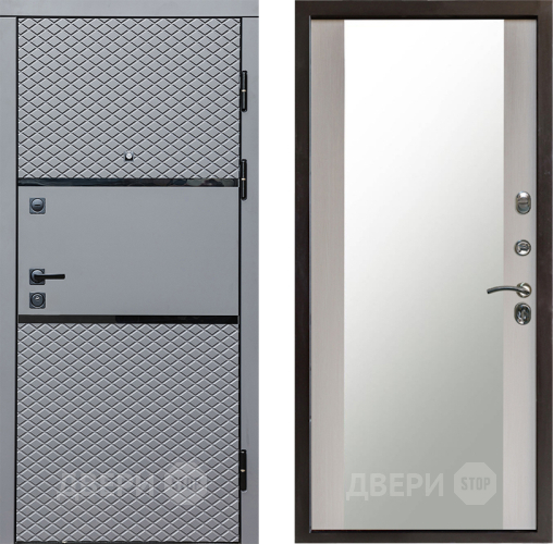 Входная металлическая Дверь Престиж Ромб Зеркало Лиственница белая в Реутове