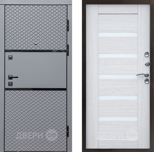 Входная металлическая Дверь Престиж Ромб Царга Лиственница белая в Реутове