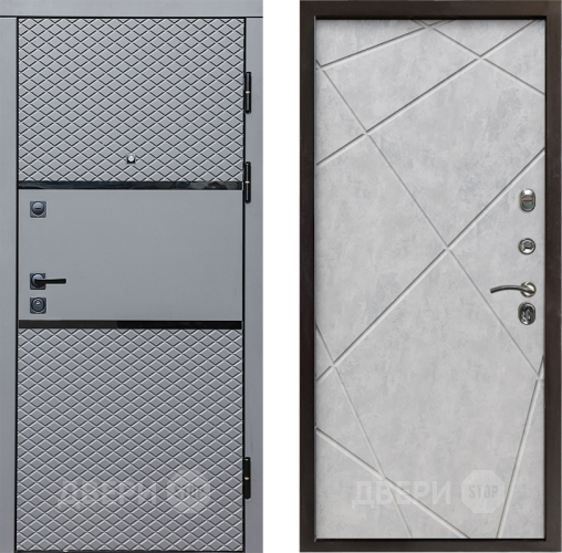 Входная металлическая Дверь Престиж Ромб Лучи Бетон светлый в Реутове