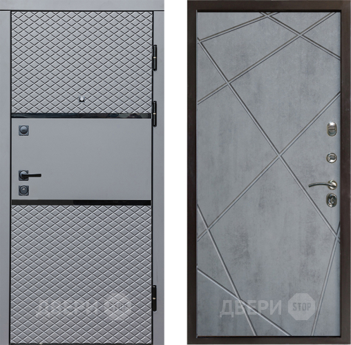 Входная металлическая Дверь Престиж Ромб Лучи Бетон темный в Реутове