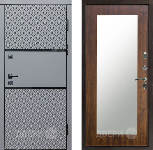 Входная металлическая Дверь Престиж Ромб Зеркло Пастораль Дуб в Реутове