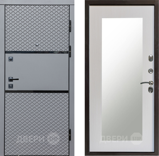 Входная металлическая Дверь Престиж Ромб Зеркло Пастораль Лиственница белая в Реутове