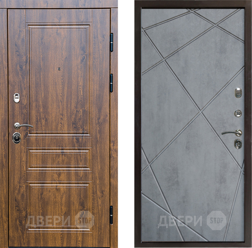 Входная металлическая Дверь Престиж Классика Дуб Лучи Бетон темный в Реутове