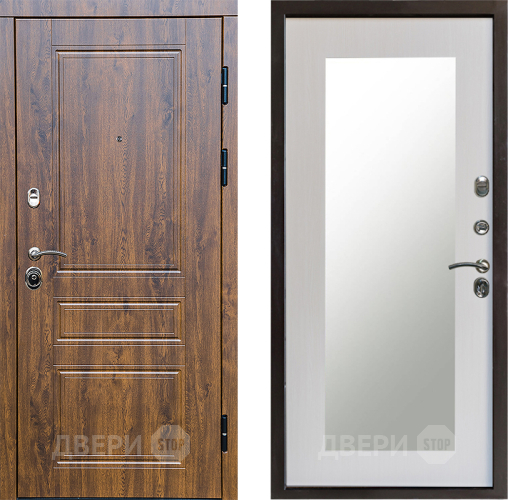 Входная металлическая Дверь Престиж Классика Дуб Зеркло Пастораль Лиственница белая в Реутове