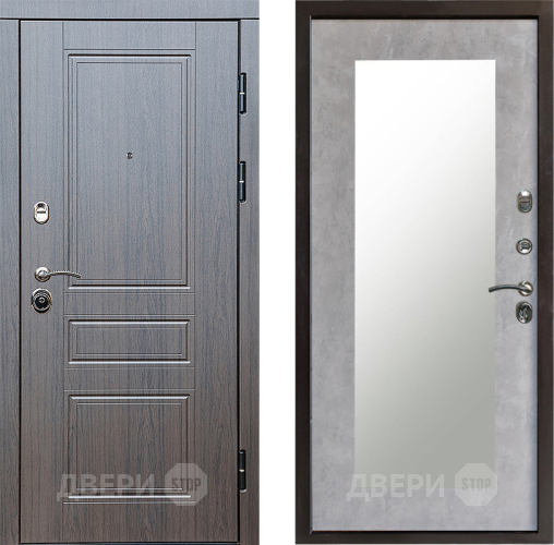 Входная металлическая Дверь Престиж Классика Венге Зеркло Пастораль Бетон светлый в Реутове