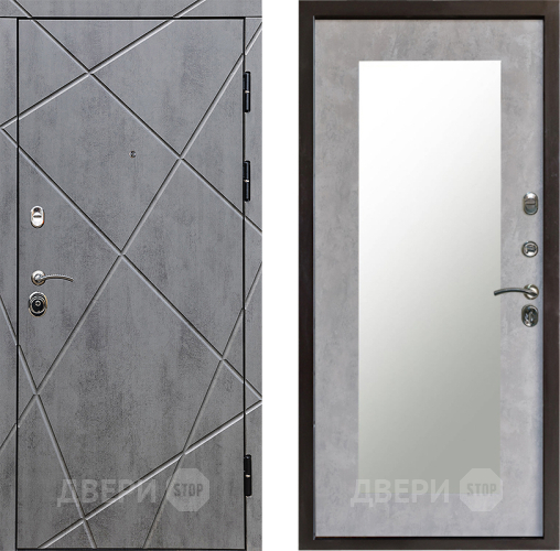 Входная металлическая Дверь Престиж Лучи Зеркло Пастораль Бетон светлый в Реутове
