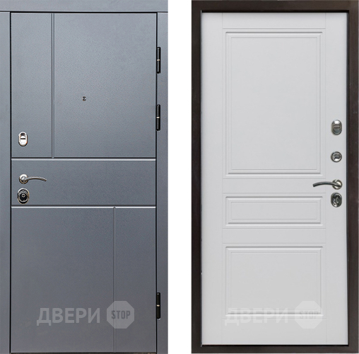 Входная металлическая Дверь Престиж Горизонт Грэй Классика Белый матовый в Реутове