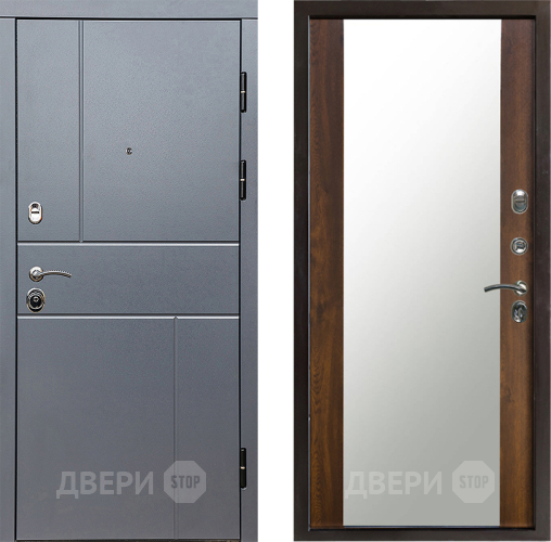 Входная металлическая Дверь Престиж Горизонт Грэй Зеркало Дуб в Реутове
