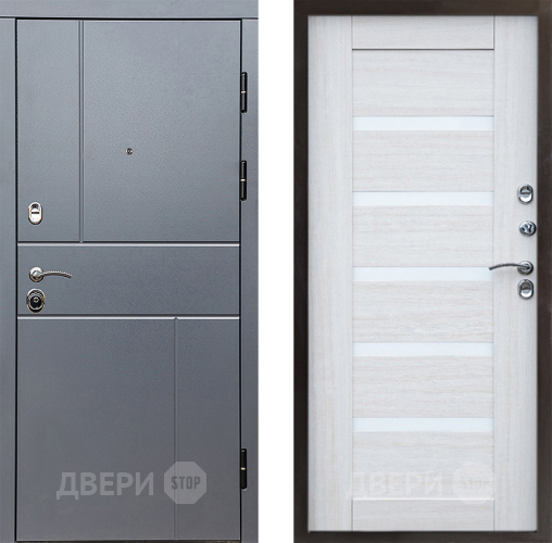 Входная металлическая Дверь Престиж Горизонт Грэй Царга Лиственница белая в Реутове