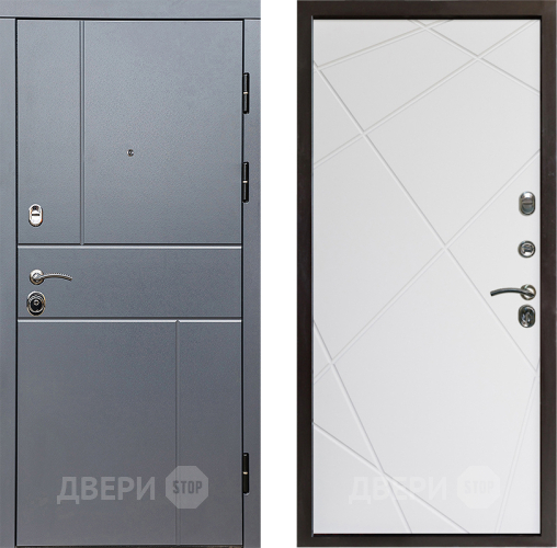 Входная металлическая Дверь Престиж Горизонт Грэй Лучи Бетон белый в Реутове