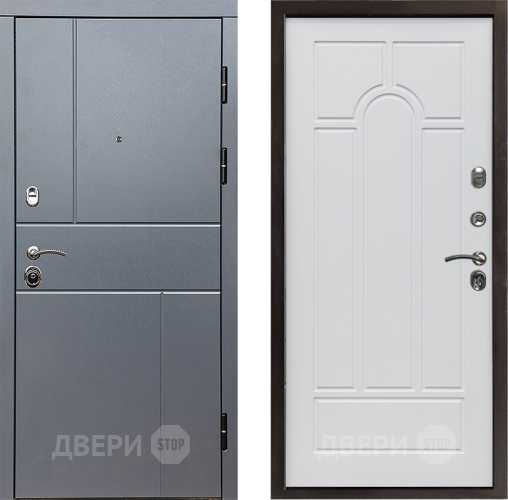 Входная металлическая Дверь Престиж Горизонт Грэй Арка Белое дерево в Реутове