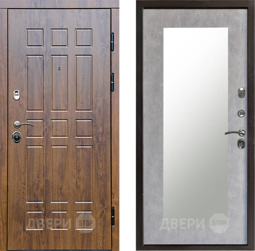 Входная металлическая Дверь Престиж Стандарт Зеркло Пастораль Бетон светлый в Реутове