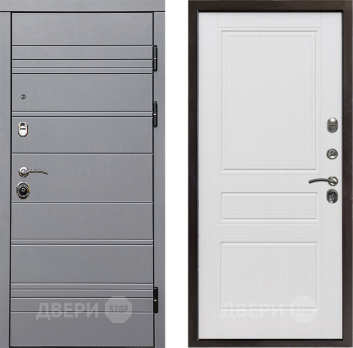 Входная металлическая Дверь Престиж Линия Грэй Классика Белое дерево в Реутове