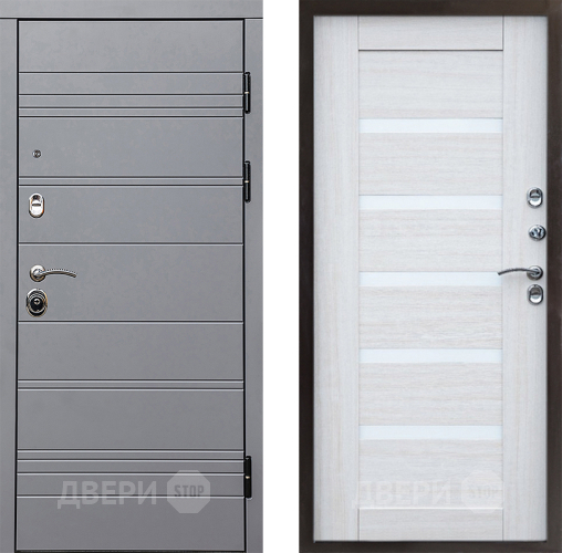 Входная металлическая Дверь Престиж Линия Грэй Царга Лиственница белая в Реутове