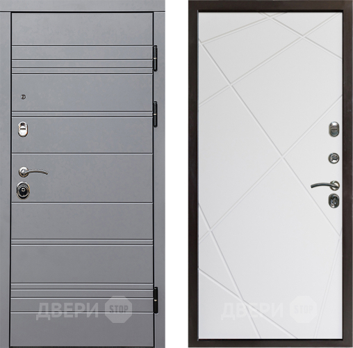 Входная металлическая Дверь Престиж Линия Грэй Лучи Бетон белый в Реутове