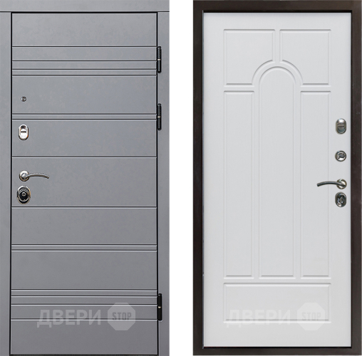Входная металлическая Дверь Престиж Линия Грэй Арка Белое дерево в Реутове