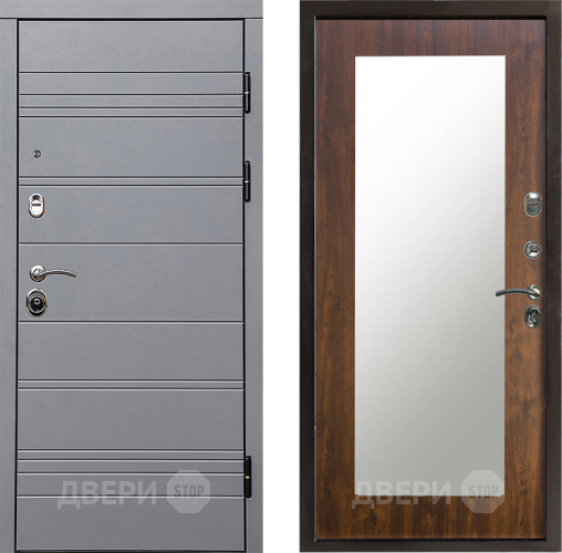 Входная металлическая Дверь Престиж Линия Грэй Зеркло Пастораль Дуб в Реутове