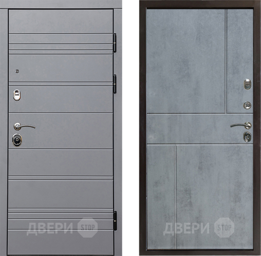 Входная металлическая Дверь Престиж Линия Грэй Горизонт Бетон темный в Реутове