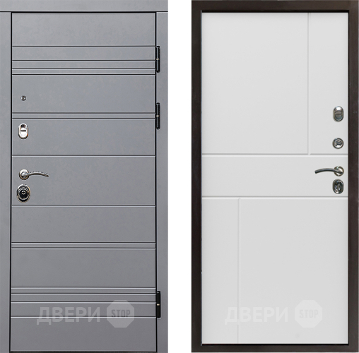 Входная металлическая Дверь Престиж Линия Грэй Горизонт Бетон белый в Реутове