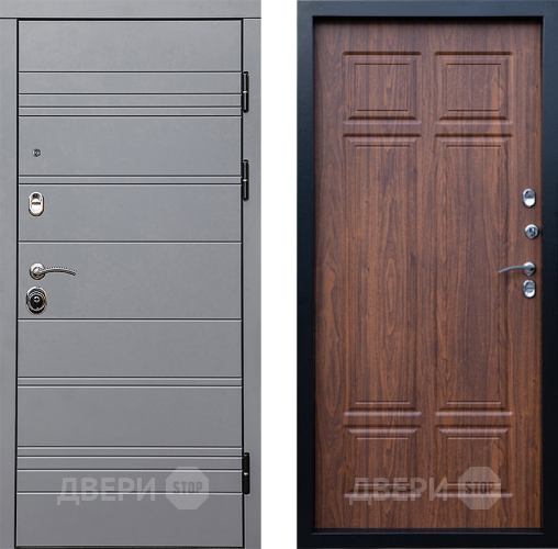 Входная металлическая Дверь Престиж Линия Грэй Премиум Орех темный в Реутове