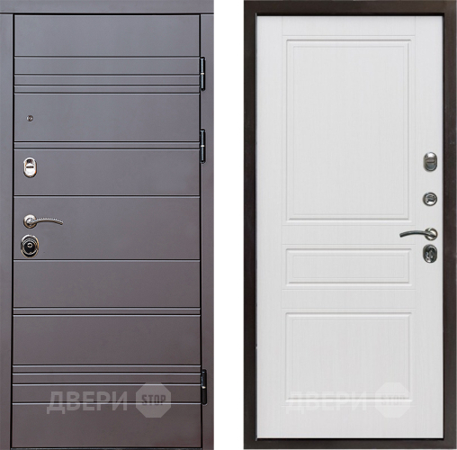 Входная металлическая Дверь Престиж Линия Браун Классика Белое дерево в Реутове